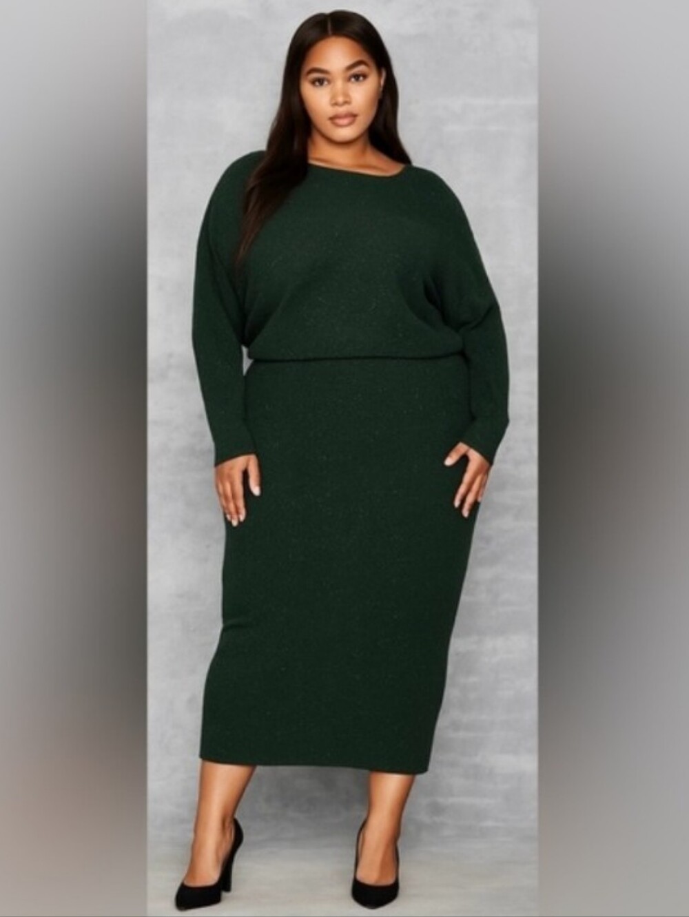 J. Jill Callie Long Knit Sweater Midi Skirt 2X Silk Blend Winter Fall Holiday - Picture 2 of 11